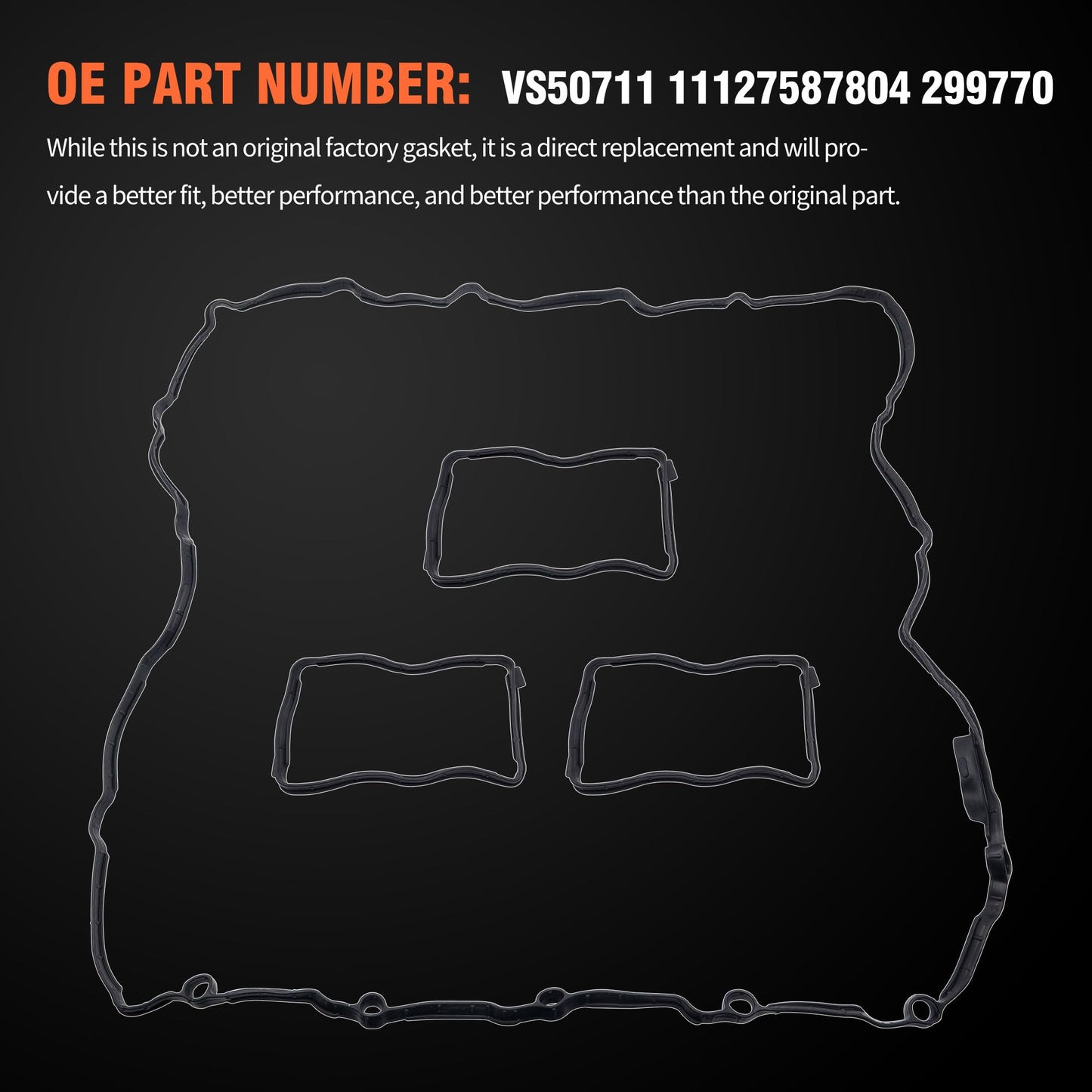 HiSport Valve Cover Gasket Set - Compatible with BMW 135i 135is 335i GT xDrive 435i xDrive Gran Coupe 535i GT xDrive 640i Gran Coupe M3 M4 X1 X3 X4 X5 X6 3.0L 2010-2019 - Replace VS50711
