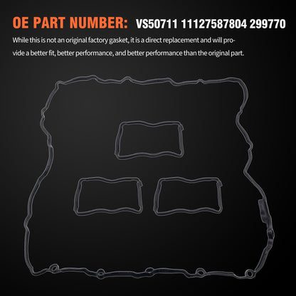 HiSport Valve Cover Gasket Set - Compatible with BMW 135i 135is 335i GT xDrive 435i xDrive Gran Coupe 535i GT xDrive 640i Gran Coupe M3 M4 X1 X3 X4 X5 X6 3.0L 2010-2019 - Replace VS50711