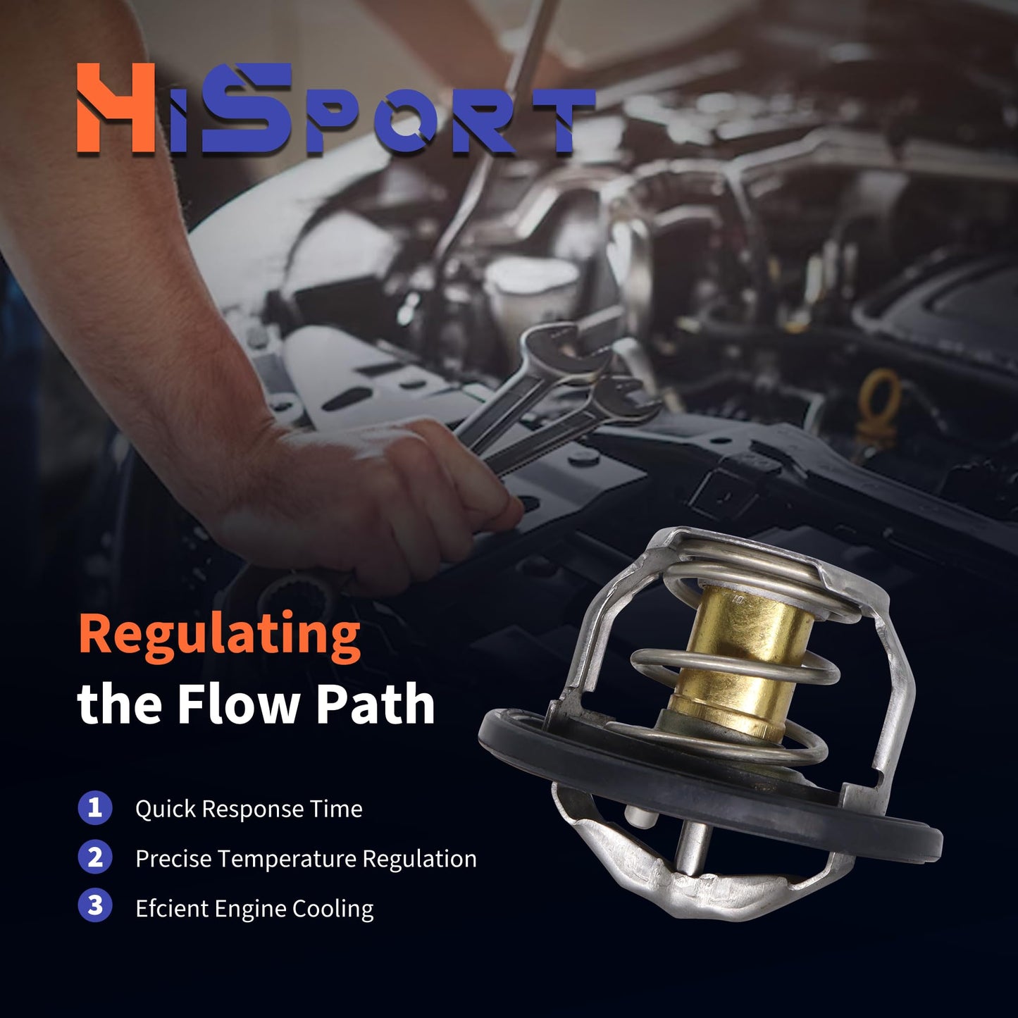 HiSport Engine Coolant Thermostat - Compatible with Buick Chevy GMC Oldsmobile Pontiac Saab Saturn - Replace 33943