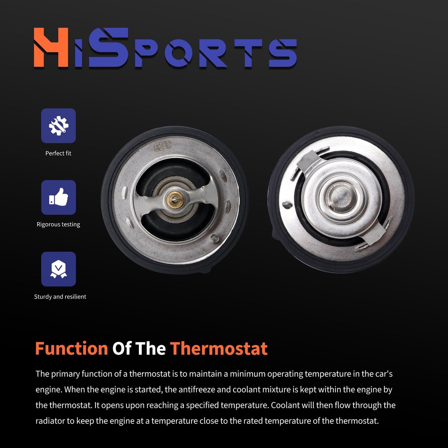 HiSport Thermostat - Compatible with Hyundai Accent Elantra Santa Fe Sport Sonata Tiburon Tucson | Kia Forte Koup Optima Rio Rio5 Rondo Sorento Soul Spectra Spectra5 - Replace 25500-23010