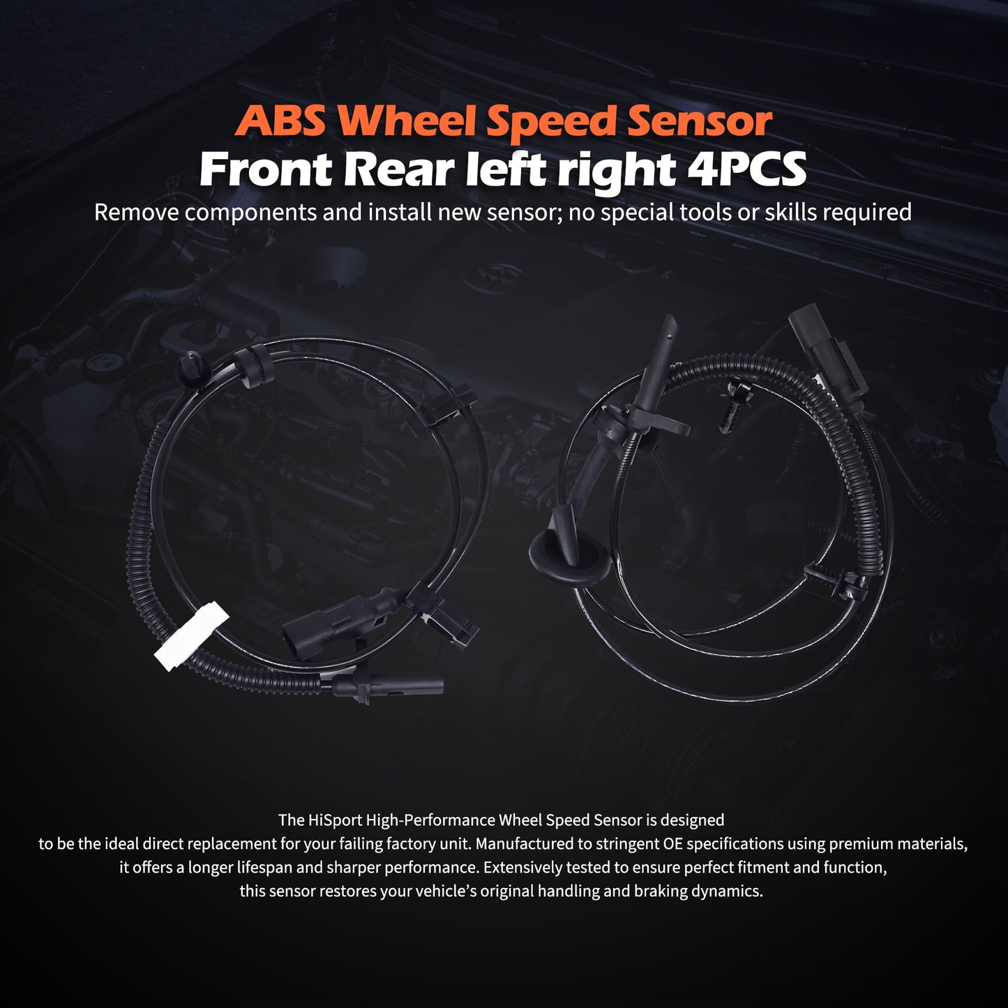 HiSport ABS Wheel Speed Sensor Front Rear left right 4PCS Compatible with Buick Chevrolet Traverse 2009-2017,Enclave 2008-2017,Replacemnt for GMC Acadia 2007-2016,Limited 2017,Saturn Outlook 2007-2010