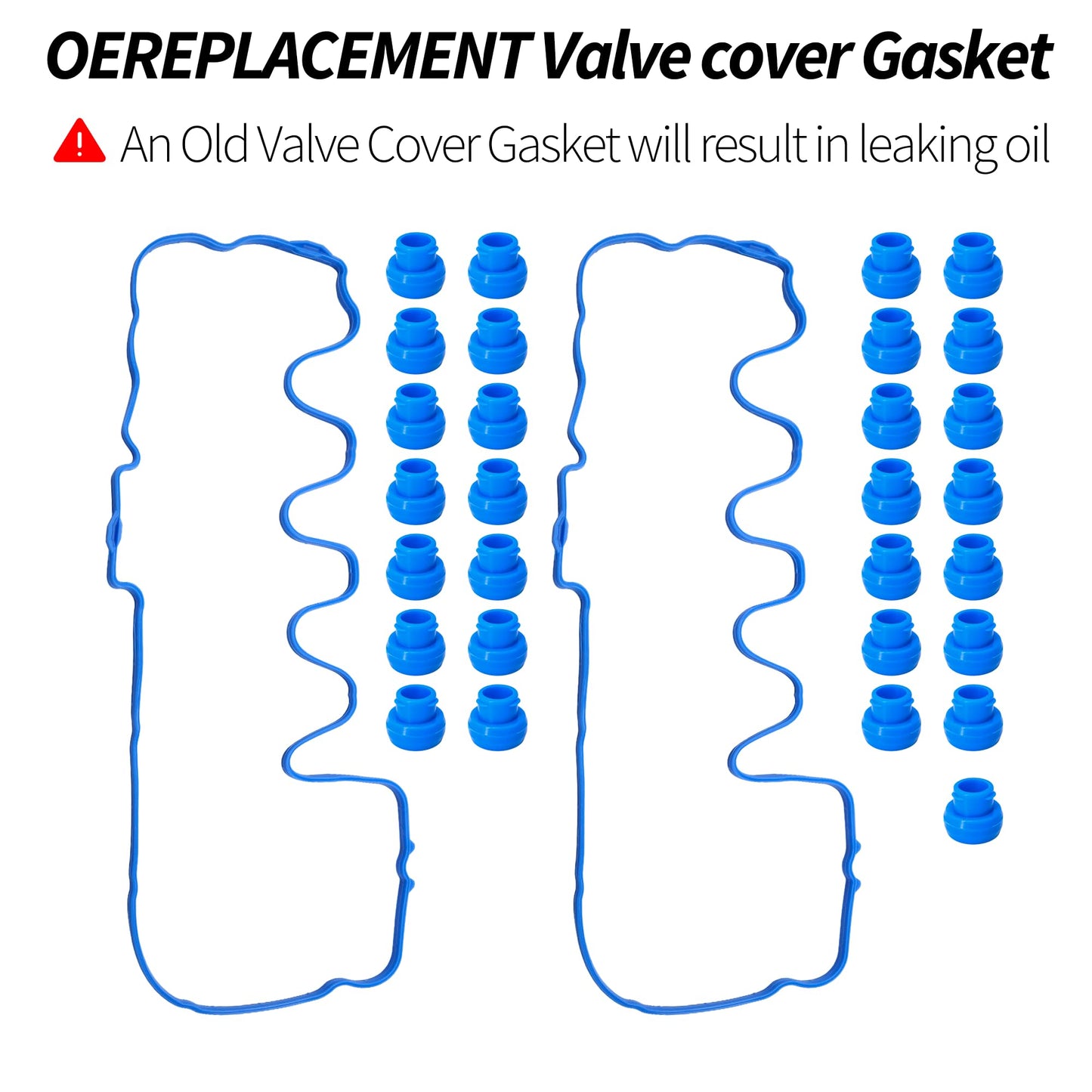 HiSport VS50664R Valve Cover Gasket Seal - Compatible with Ford F150 Expedition Explorer Mustang Lincoln Mark Navigator Mercury 4.6L 5.4L Engine - Replace VS50372 VCF330-C