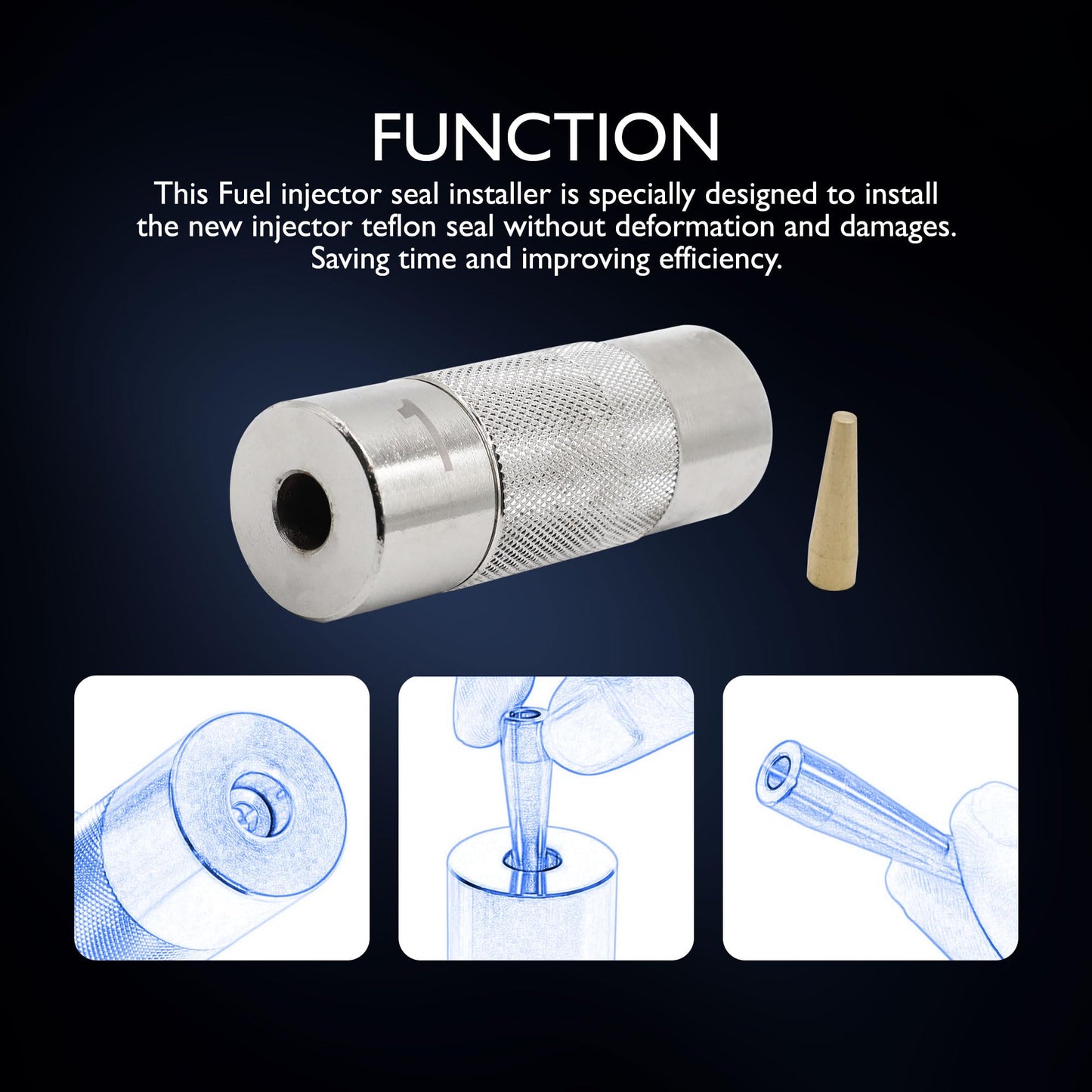 HiSport 310-198 310-199 Fuel Injector Seal Install Tools Replacement for Land Rover/Jaguar 3.0L & 5.0L Engines Fuel Injector Teflon Seals