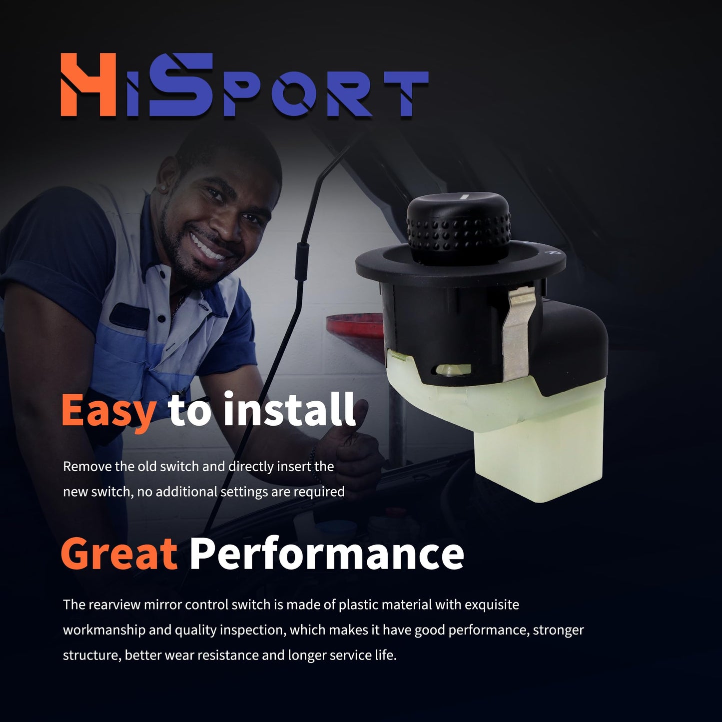 HiSport Car Power Rear View Mirror Conrtol Switch - Compatible with Chrysler 200 Sebring Aspen Dodge Avenger Caliber Dakota Durango Jeep Compas Patriot 2007-2014 - Replace 56040694AD