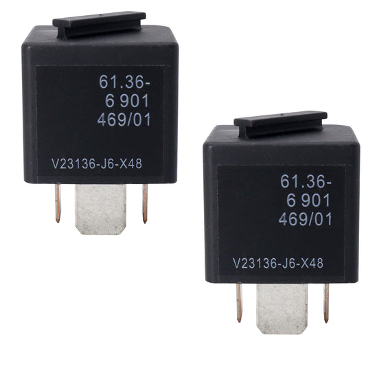 HiSport 12VDC 4 Pin Automotive Power Relay Multi Use V23136-J6-X48 61366901469 for E90 E91 E92 E93 CAS Module Compatible with BMW Cooper, 2PCS