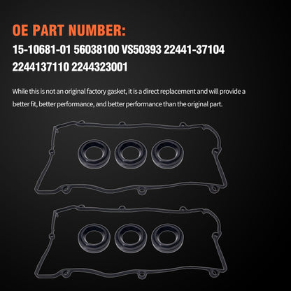 HiSport Valve Cover Gasket Set - Compatible with Hyundai Santa Fe Sonata Tiburon Tucson Compatible with Kia Optima Sportage 2.7L 2003-2010 - Replace VS50641R