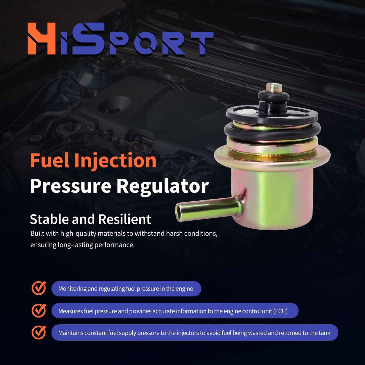 HiSport Fuel Injection Pressure Regulator - Kit with Clip and Snap Ring Replacecment for Buick for Cadillac for Chevrolet for GMC, 3.8BAR, Replaces 19236428, 2173299