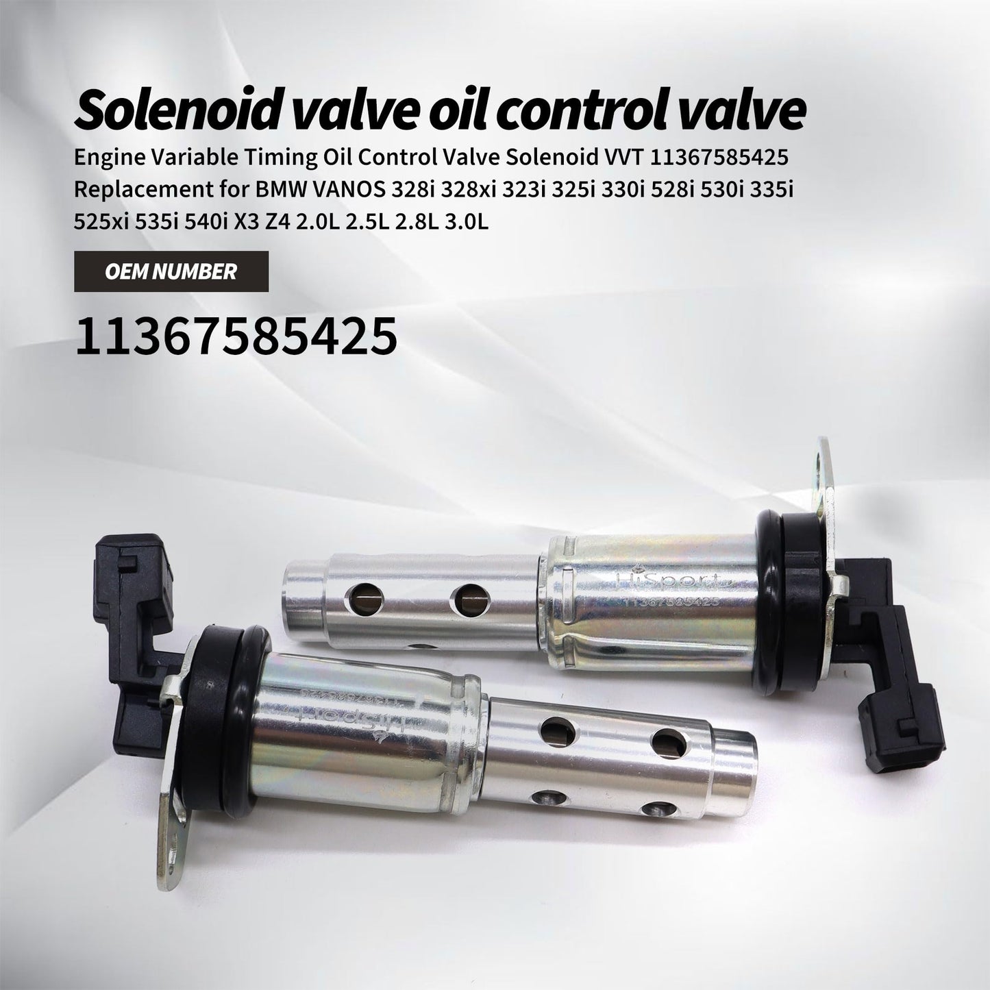 HiSport 11367585425 2PCS Vanos Solenoid Valve Oil Control Valve Compatible with BMW 740Li 740i 535xi 535i 530xi 530i 528xi 528i 525xi 525i 335xi 335IS 335i 330xi 330i 1 Series M 128i 135i 325i X3 Z4