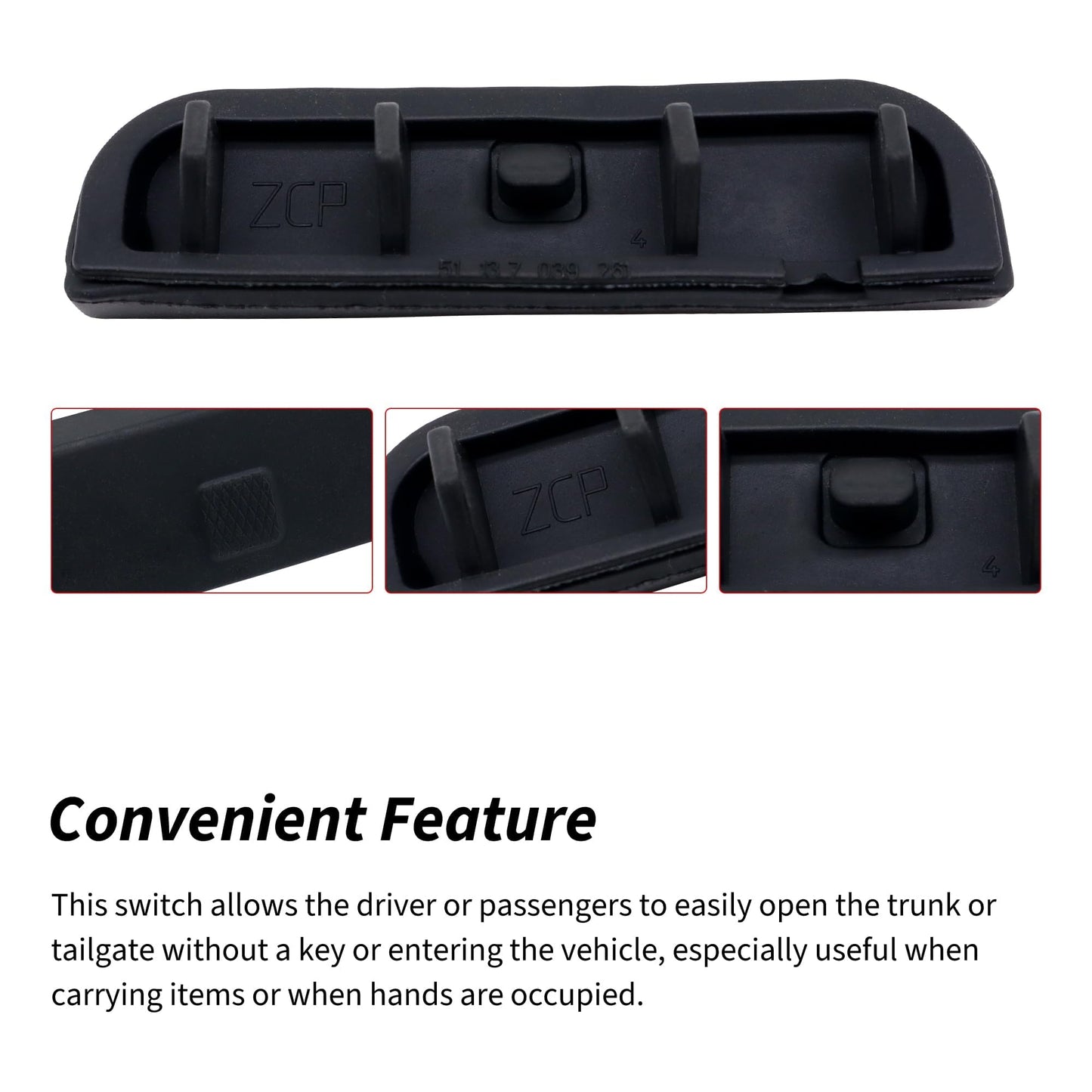 HiSport 51137039261 Tailgate Handle Switch Rubber Button Cap Cover Compatible with BMW Mini Cooper R50 R52 R53 R56 R57 R58 R59 2002 2003 2004 2005 2006 2007 2008 2009 2010 2011 2012 2013 2014 2015