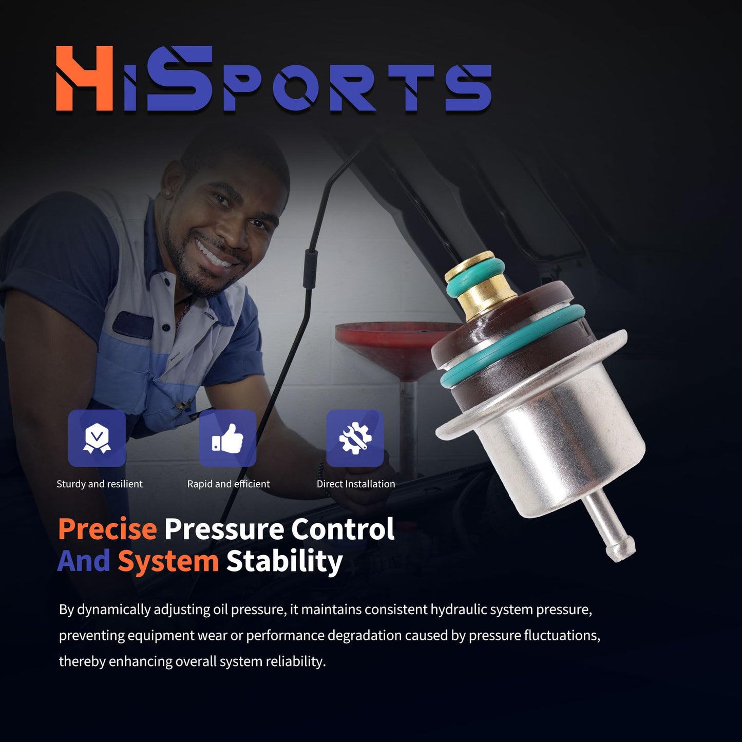 HiSport Fuel Injection Pressure Regulator PR317 Replacement for Ford Fiesta Ka Excursion Courier E-150 E-250 E350 E-450 E-550 F-150 F53 F-250 F-350 F-450 F-550 Windstar for Mercury Sable, 2.7 Bar