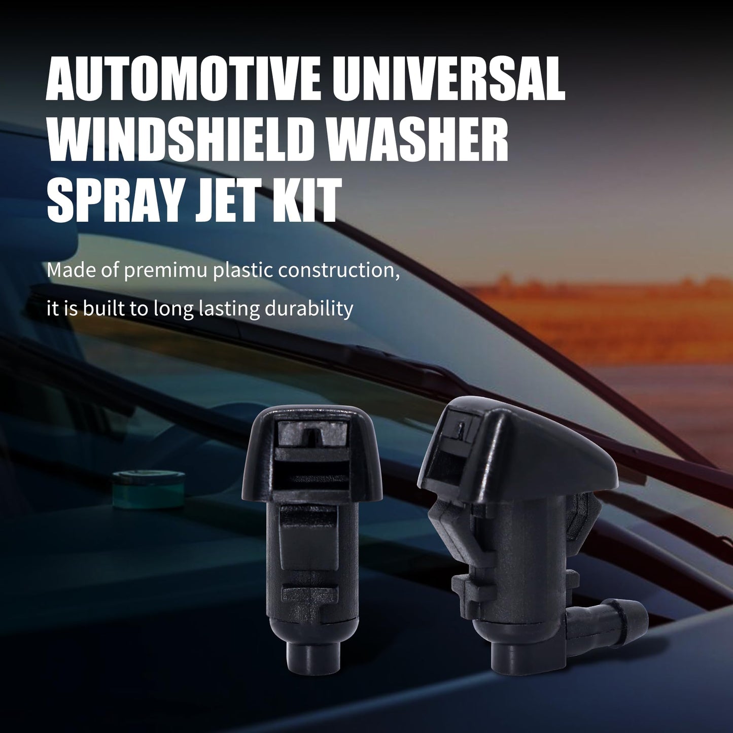 HiSport 55157319AA Windshield Sprinkler Wiper Nozzle - Compatible with Jeep Commander 2006-2010 Liberty 2008-2012 Compatible with Dodge Nitro 2007-2011 - (Two Side)