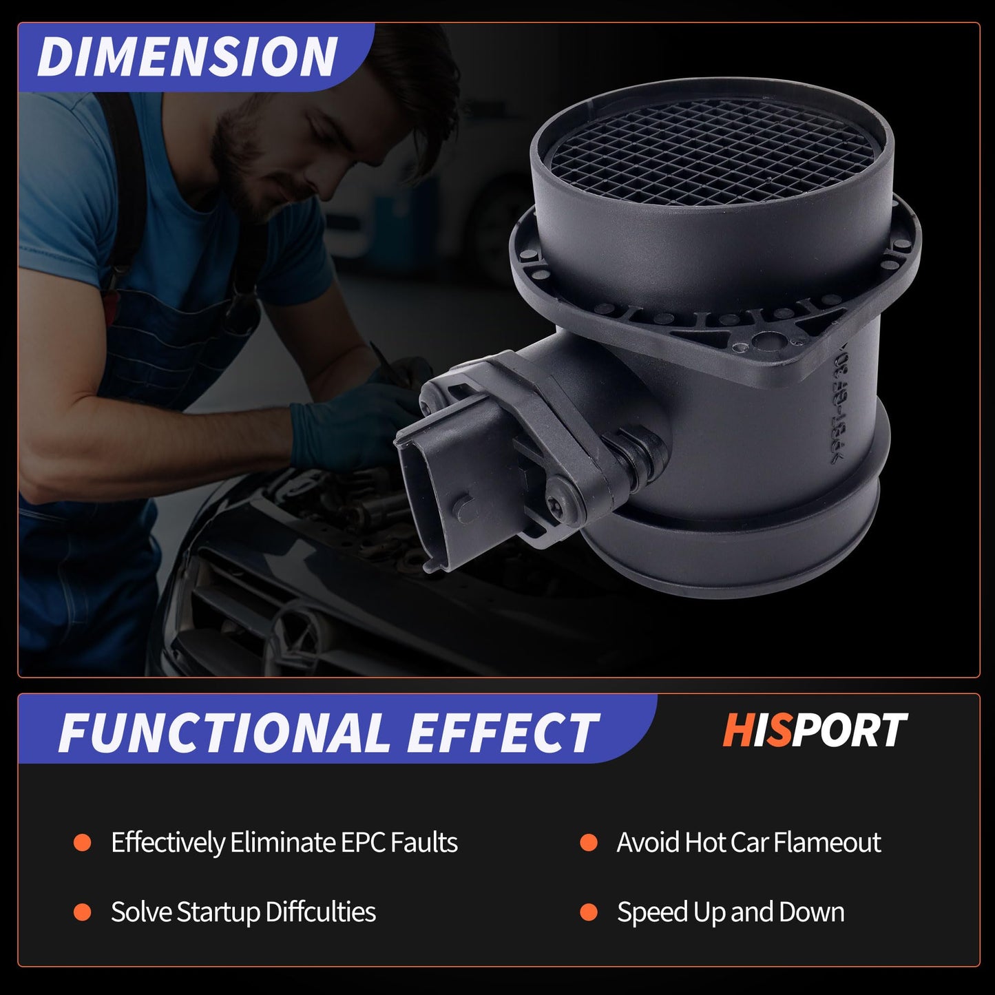 HiSport 0280218089 MAF Mass Air Flow Sensor - Compatible with Volvo C70 S60 S80 V70 XC70 XC90 Replaces 8627296 8670115 8670398