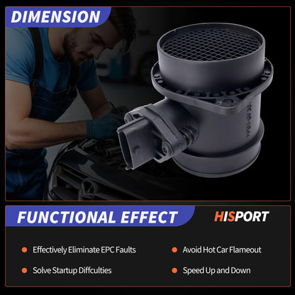 HiSport 0280218089 MAF Mass Air Flow Sensor - Compatible with Volvo C70 S60 S80 V70 XC70 XC90 Replaces 8627296 8670115 8670398