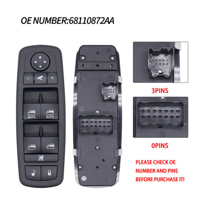 HiSport 68110872AA Power Window Switch Driver Side - Compatible with 2012-2019 Dodge Grand Caravan 2012-2016 Chrysler Town Country - 3+0 PINS - Replace 68298872AA