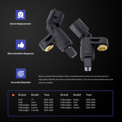 HiSport ABS Wheel Speed Sensor - Compatible with Audi TT Volkswagen Beetle Cabrio Carrado Derby Golf Jetta Passat Seat Leon Replacement 1J0927803 1J0927807B 1J0927804 ALS470 ALS522 ALS465
