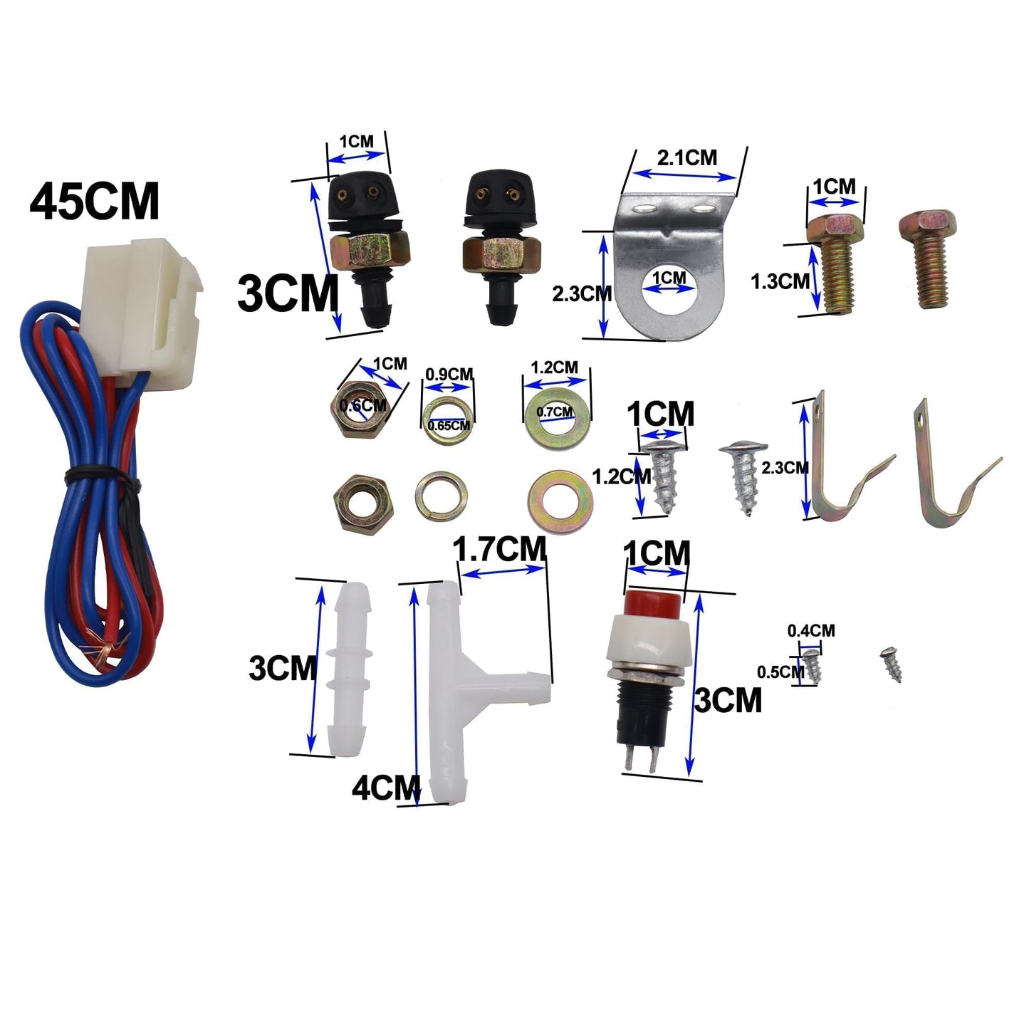 HiSport Universal Car Windshield Washer Pump, Washer Fluid Reservoir Bottle Kit with Pump Jet Button Switch 12V Windshield Tank,Windshield Washer Pump and Water Tank