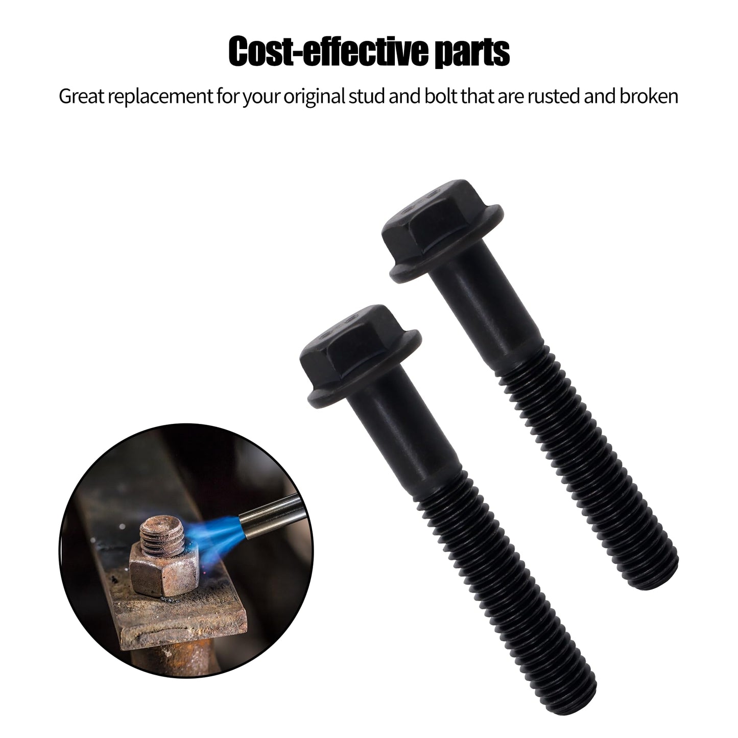 HiSport Exhaust Manifold Flanged Bolt - Compatible with Ford F250 F350 7.3L Powerstroke Diesel Engine 1994 1995 1996 1997 1998 1999 2000 2001 2002 2003