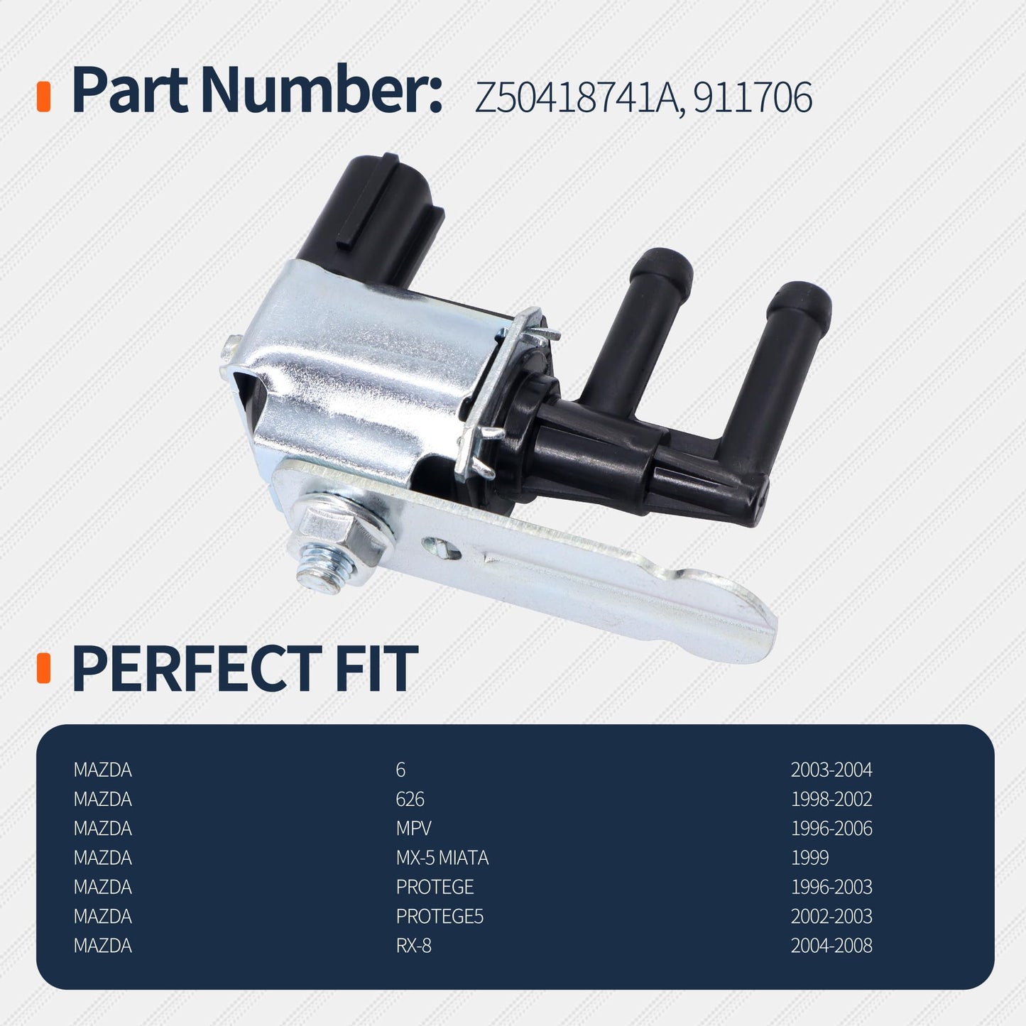 Hisport 911-706 Vapor Canister Purge Valve - Compatible with MAZDA 6 626 MPV MX-5 MIATA PROTEGE PROTEGE5 RX-8 1996-2008 - Replaces 911-706 K5T48279 Z504-18-741A