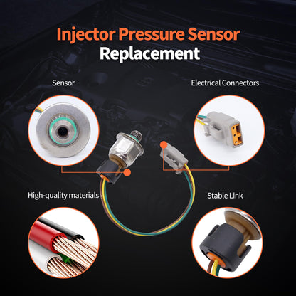 HiSport Fuel Injector Pressure Sensor ICP Sensor 1845536C91 3PP6-8 1845536 Compatible with Navistar MAXXFORCE DT466E DT570 2004-2007