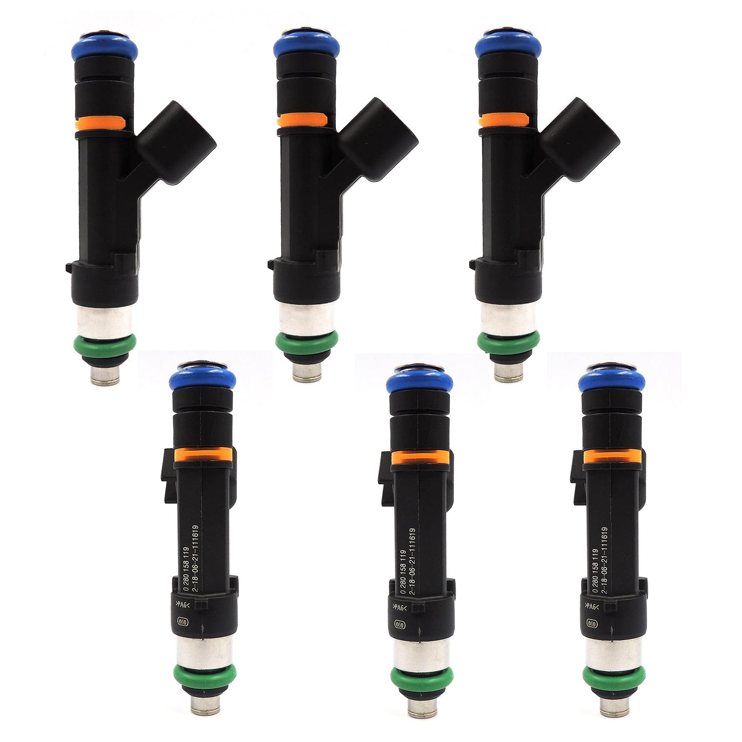 HiSport Fuel Injector 0280158119 6PCS Compatible with Jeep Wrangler 2007-2010 3.8L,Compatible with Dodge Grand Caravan 2008-2010 3.3/3.8L,Compatible with Chrysler Town & Country 2008-2010 3.3/3.8L