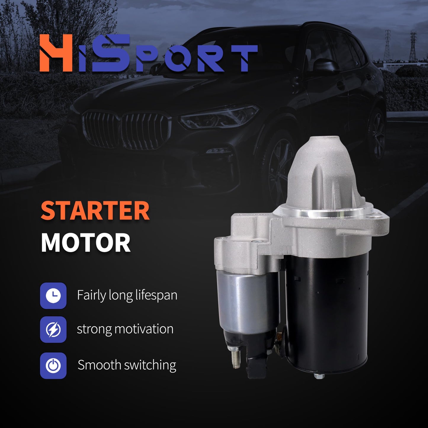 HiSport 12417521116 Starter Motor - Compatible with BMW 1 Series M 128i 135i 323i 325i 325xi 328i 328xi 330Ci 330i 330xi 335d 335i 335is 335xi 525i 525xi 2006-2016 2.0L 2.5L 3.0L 12V 1.1kW 9T CW