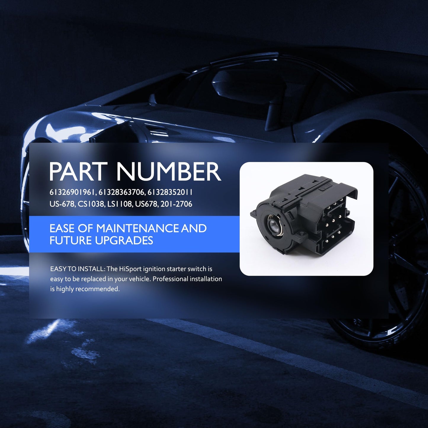 HiSport 61326901961 Ignition Starter Switch - Compatible with BMW 323CI 323I 325CI 325I 325XI 328CI 328I 330CI 330I Replaces 61328363706 61328352011 US-678