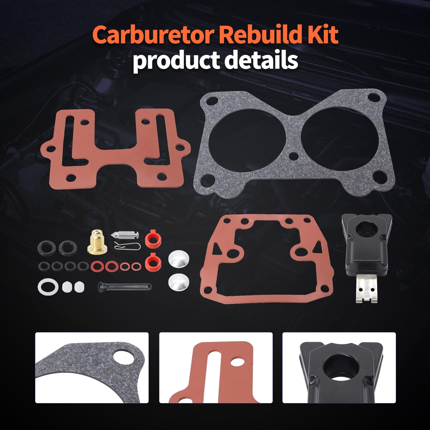 HiSport 0439076 Carburetor Carb Rebuild Kits with Float Compatible With Johnson Evinrude Outboard Engine Carb Repair Parts V4 V6 65-235 HP Sierra 18-7046 390055 392550 398526 434888 435443 439076