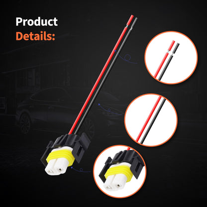 HiSport H8 H9 H11 880 881 2PCS 14AWG Female Wiring Ceramic Socket Universal Replacement for Toyota GMC Chevy Honda Jeep Ford Subaru Dodge Headlight Fog Light Pigtail Adapter LED Head Lamp Connector