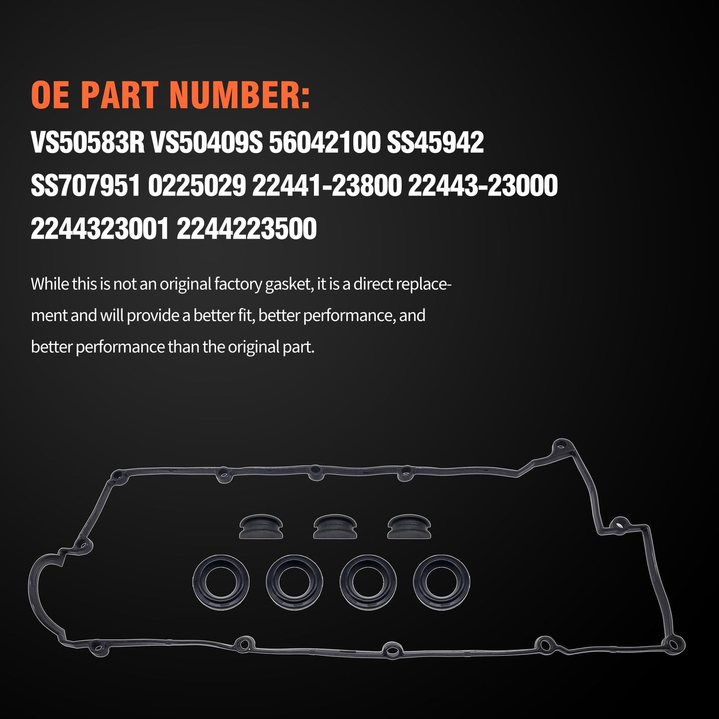 HiSport Valve Cover Gasket Set VS50583R - Compatible with Hyundai Elantra 2003-2012 Tucson 2005-2009 Tiburon 2003-2008 Kia Soul 2010-2011 Sportage 2005-2010 Spectra 2004-2009 Spectra5 2005-2009 2.0L