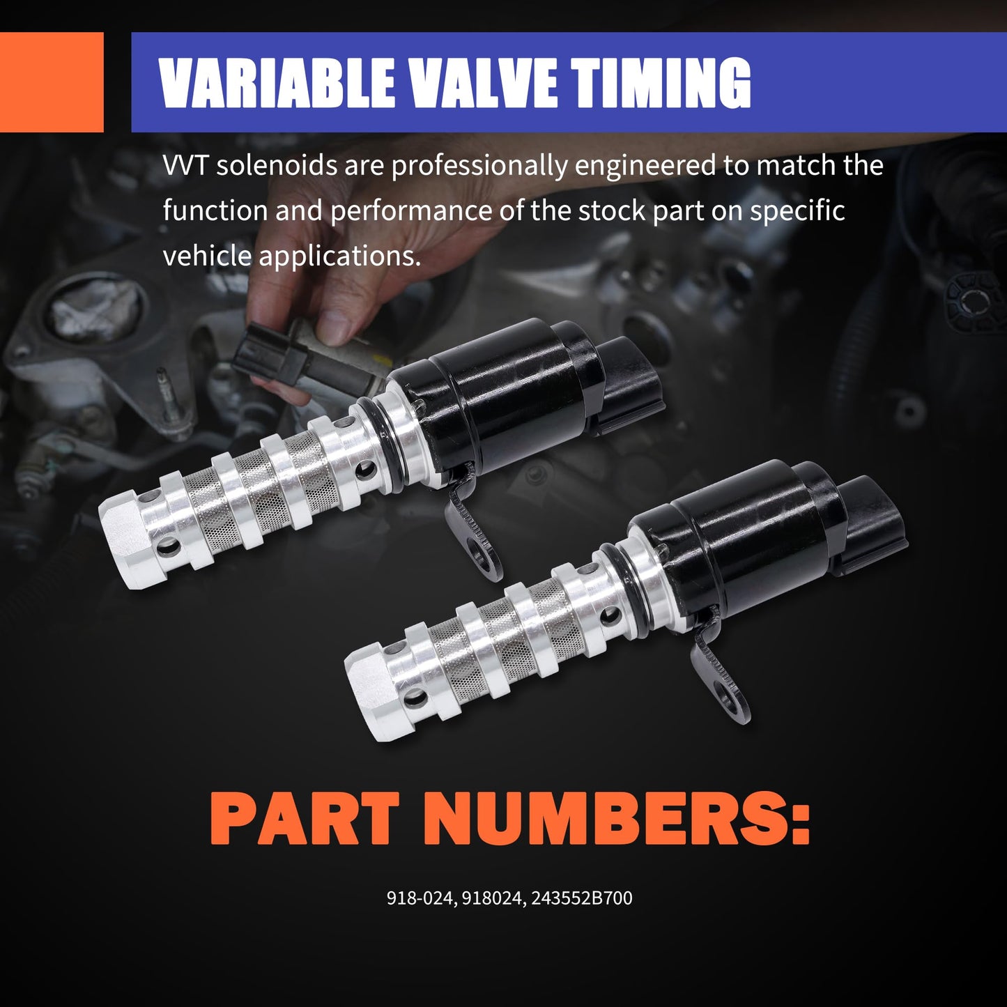 HiSport 918-024 Intake & Exhaust Engine Variable Valve Timing VVT Solenoid Compatible with Hyundai & Kia L4 1.6L - Elantra, Accent, Kona, Sonata, Tucson, Forte, Optima, Rio, Seltos, Soul