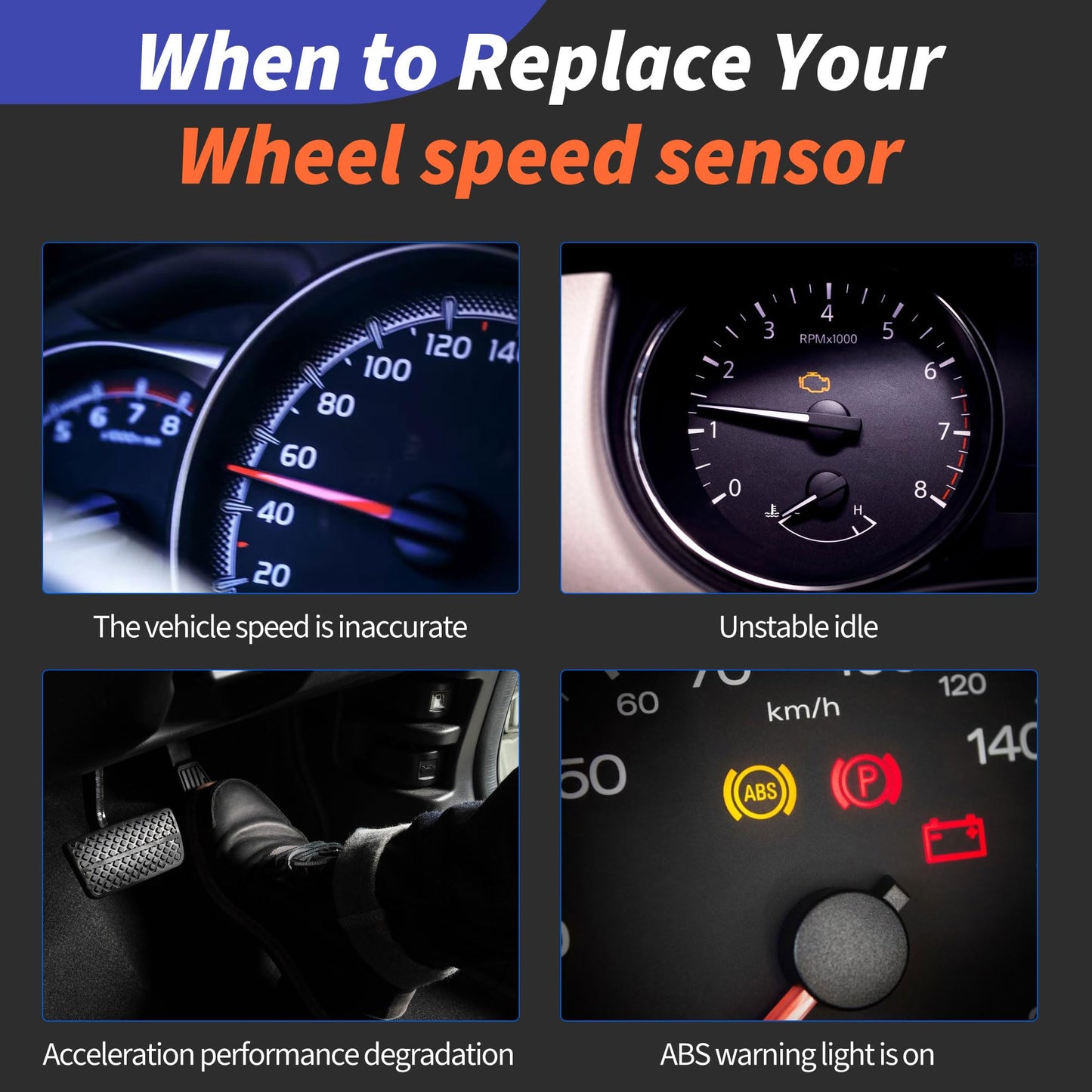 HiSport ABS Wheel Speed Sensor - Compatible with Audi TT Volkswagen Beetle Cabrio Carrado Derby Golf Jetta Passat Seat Leon Replacement 1J0927803 1J0927807B 1J0927804 ALS470 ALS522 ALS465