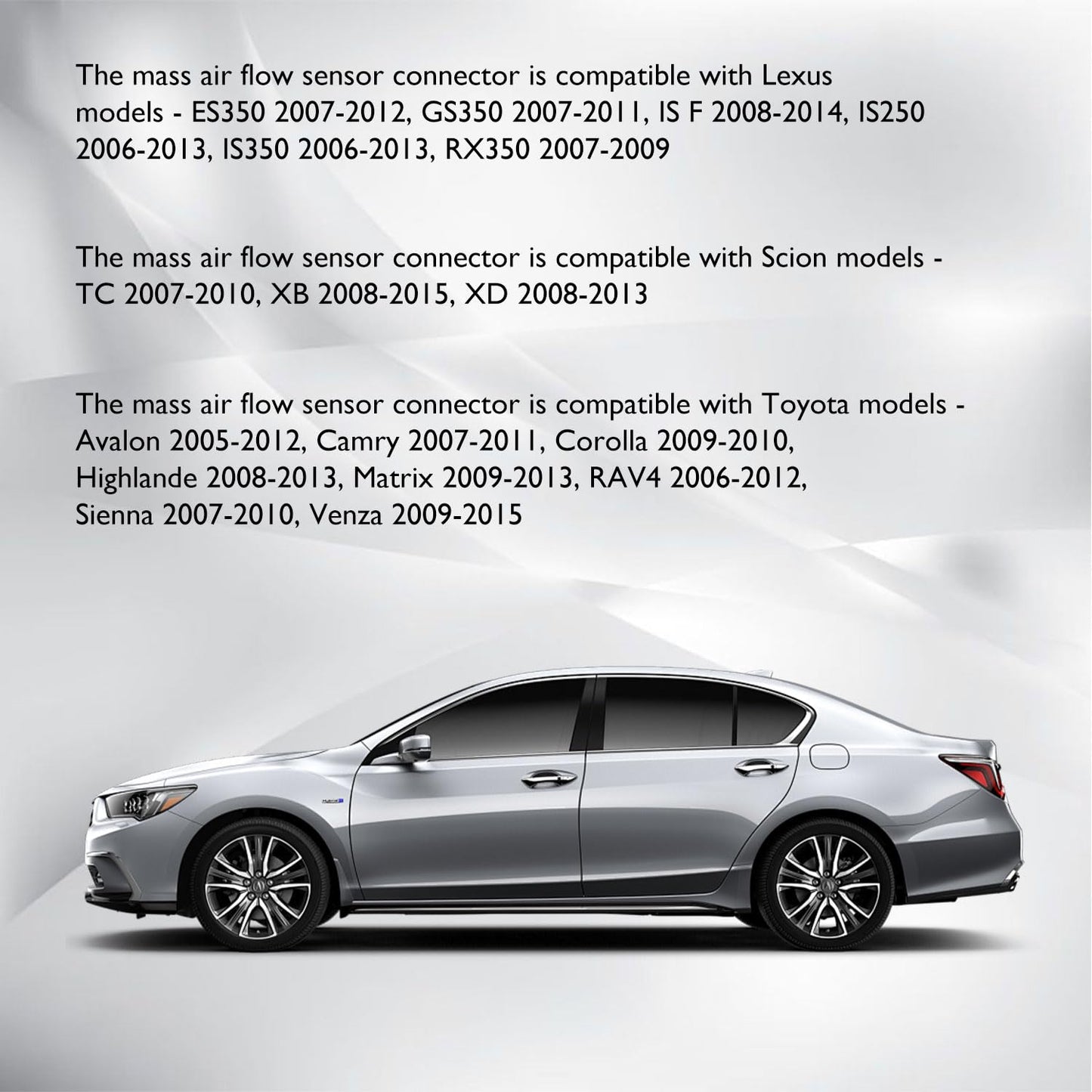 HiSport 22204-0H010 Mass Air Flow(MAF) Sensor Connector - Compatible with Lexus ES350 GS350 Scion TC XB XD Toyota Avalon Camry Replaces 22204-31020 22204-75030