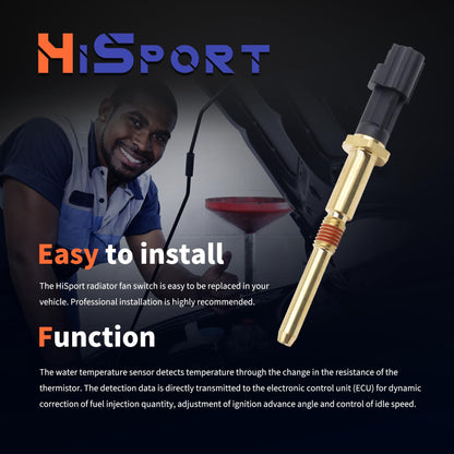 HiSport Cylinder Head Temperature Sensor - Compatible with Ford C-Max Escape Focus Mercury Mariner Milan Replaces 1S7F6G004AB 1S7Z6G004AA