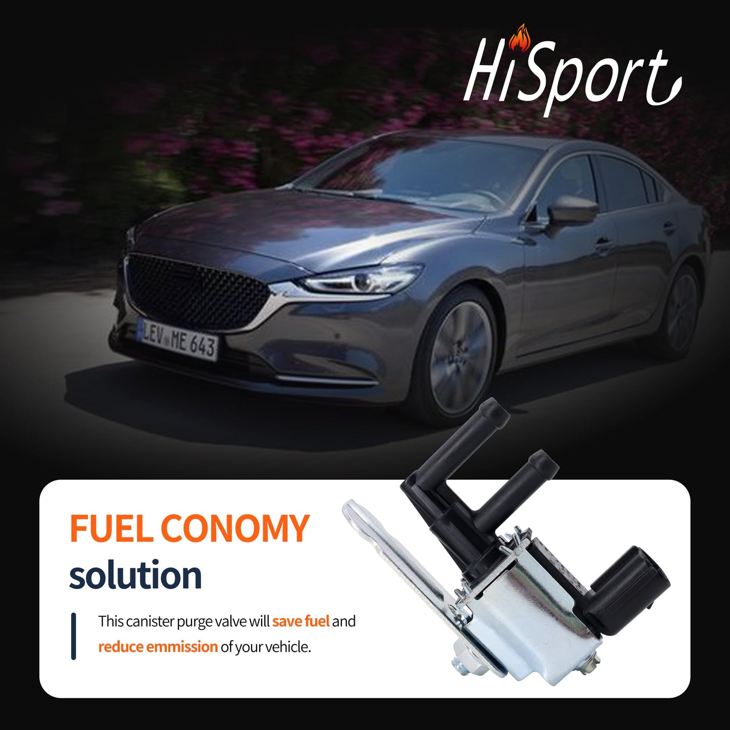 Hisport 911-706 Vapor Canister Purge Valve - Compatible with MAZDA 6 626 MPV MX-5 MIATA PROTEGE PROTEGE5 RX-8 1996-2008 - Replaces 911-706 K5T48279 Z504-18-741A