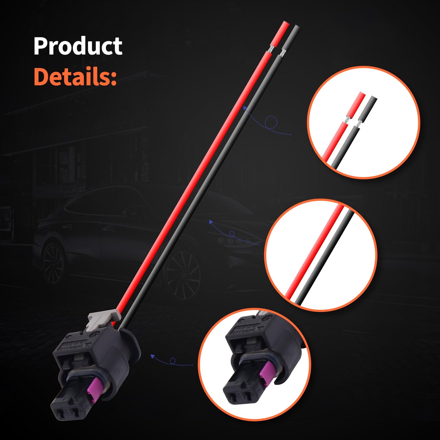 HiSport 2PCS Side Front/Rear Marker Light Connector Wire Harness Replacement for Dodge Charger 2015-2023,Compatible with Chrysler 300 2015-2023