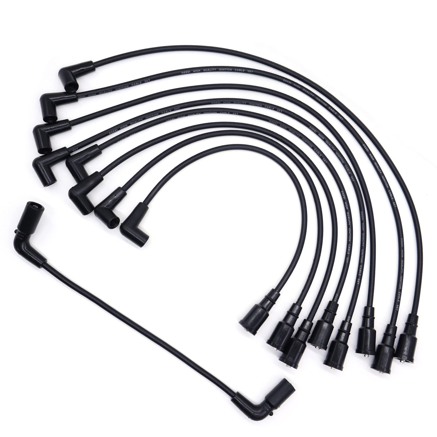 HiSport Spark Plug Wire Set 9718Q 9PCS - Compatible with Chevy GMC C1500 K1500 Silverado Sierra Yukon Tahoe Express Suburban Savana C2500 K3500 Pickup 5.7L 5.0L V8 HI Temp, Replace 88862381 9388D