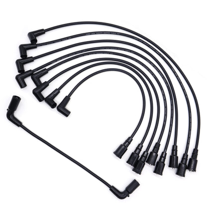 HiSport Spark Plug Wire Set 9718Q 9PCS - Compatible with Chevy GMC C1500 K1500 Silverado Sierra Yukon Tahoe Express Suburban Savana C2500 K3500 Pickup 5.7L 5.0L V8 HI Temp, Replace 88862381 9388D