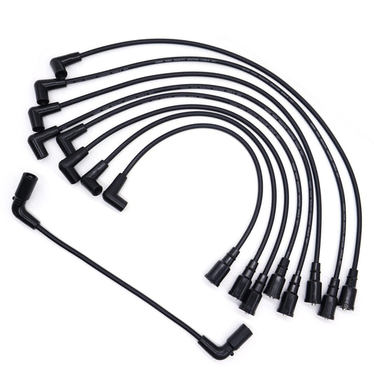 HiSport Spark Plug Wire Set 9718Q 9PCS - Compatible with Chevy GMC C1500 K1500 Silverado Sierra Yukon Tahoe Express Suburban Savana C2500 K3500 Pickup 5.7L 5.0L V8 HI Temp, Replace 88862381 9388D