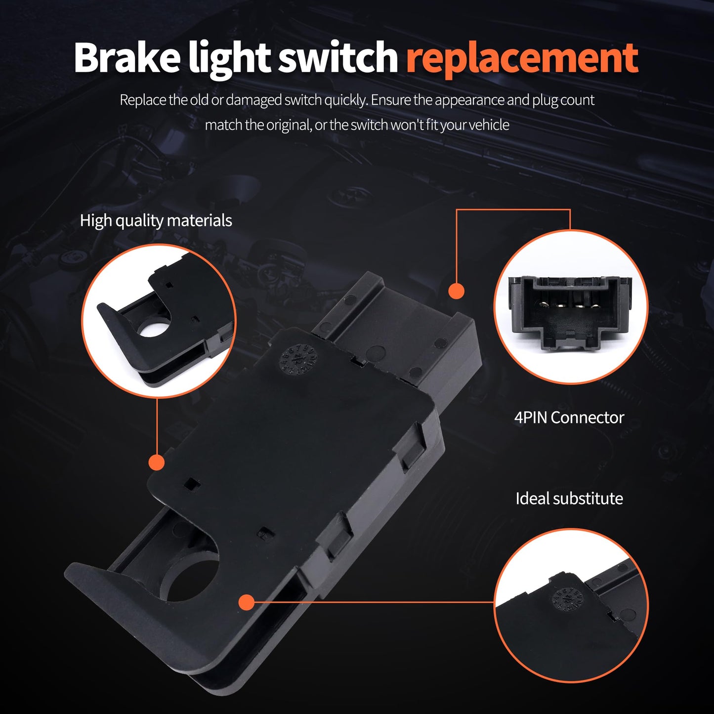 HiSport Brake Stop Light Switch Compatible with Chevy Chevrolet Express Silverado 1500 2500 3500 Cheyenne 2007-2011 GMC Savana 1500 2500 3500 4500 Sierra, Replacement for 15137492 15861245