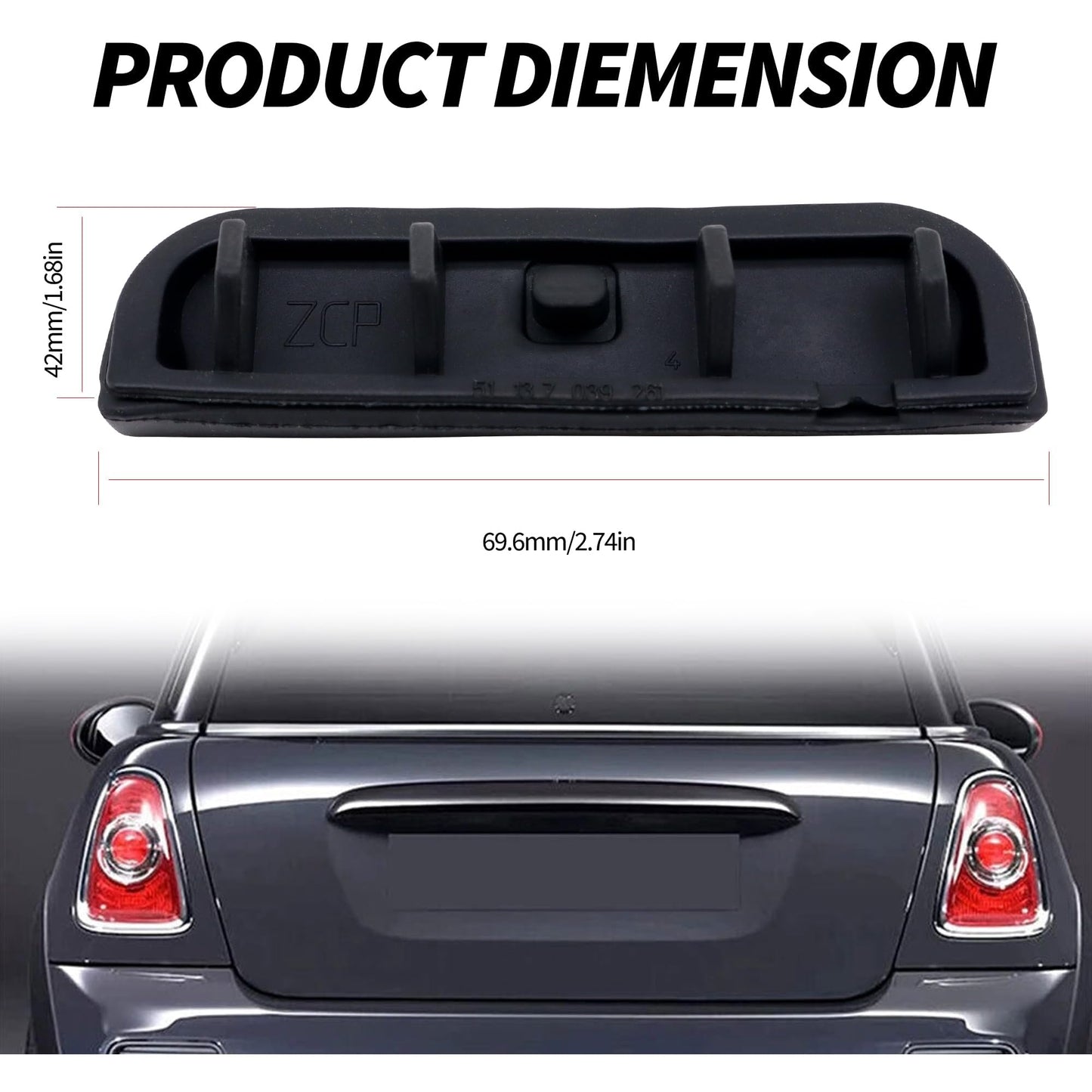 HiSport 51137039261 Tailgate Handle Switch Rubber Button Cap Cover Compatible with BMW Mini Cooper R50 R52 R53 R56 R57 R58 R59 2002 2003 2004 2005 2006 2007 2008 2009 2010 2011 2012 2013 2014 2015