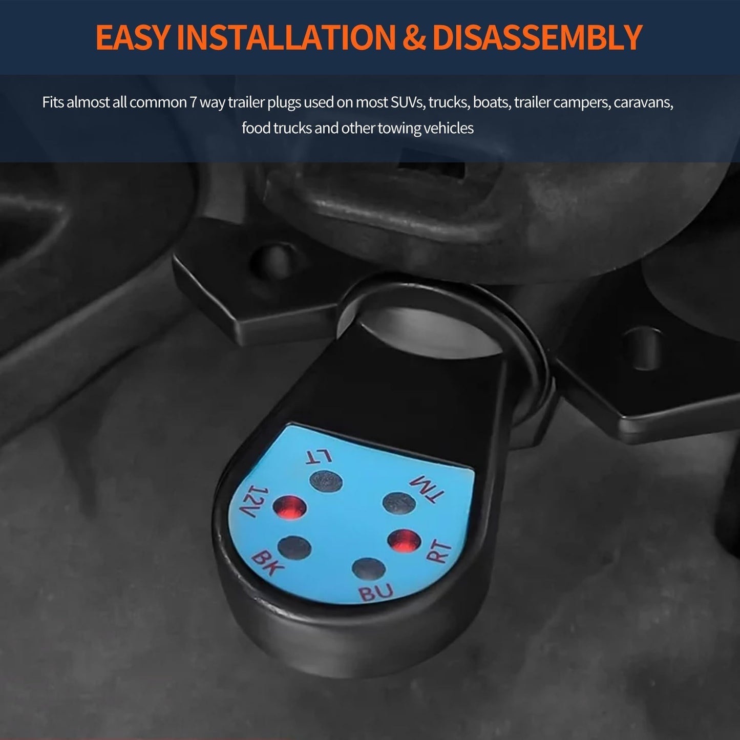 HiSport 7-Way Trailer Plug Tester, 7-pin Trailer Light Connector Wiring Tester Compatible with Truck, Trailer, RV, Plug & Play