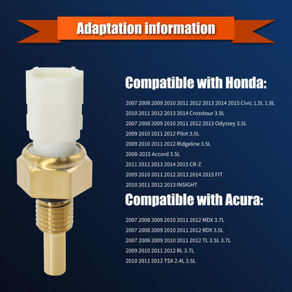 HiSport 37870-RTA-005 Engine Coolant Temperature Sensor Compatible with Honda Civic 2006-2020, CR-V 2007-2017, CROSSTOUR 2012-2015, Accord, Element, HR-V, Odyssey, Acura ILX, MDX, RDX, RLX, TLX
