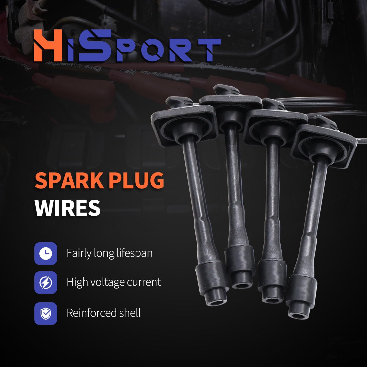 HiSport Spark Plug Wire Kit 90919-22386 Replacement for Toyota Camry 1997-2001,Solara 1999-2001 l4 2.2l,Rav4 1998-2000 Replace 90919-22386 90080-91110 90919-22400 175-6182 1756182