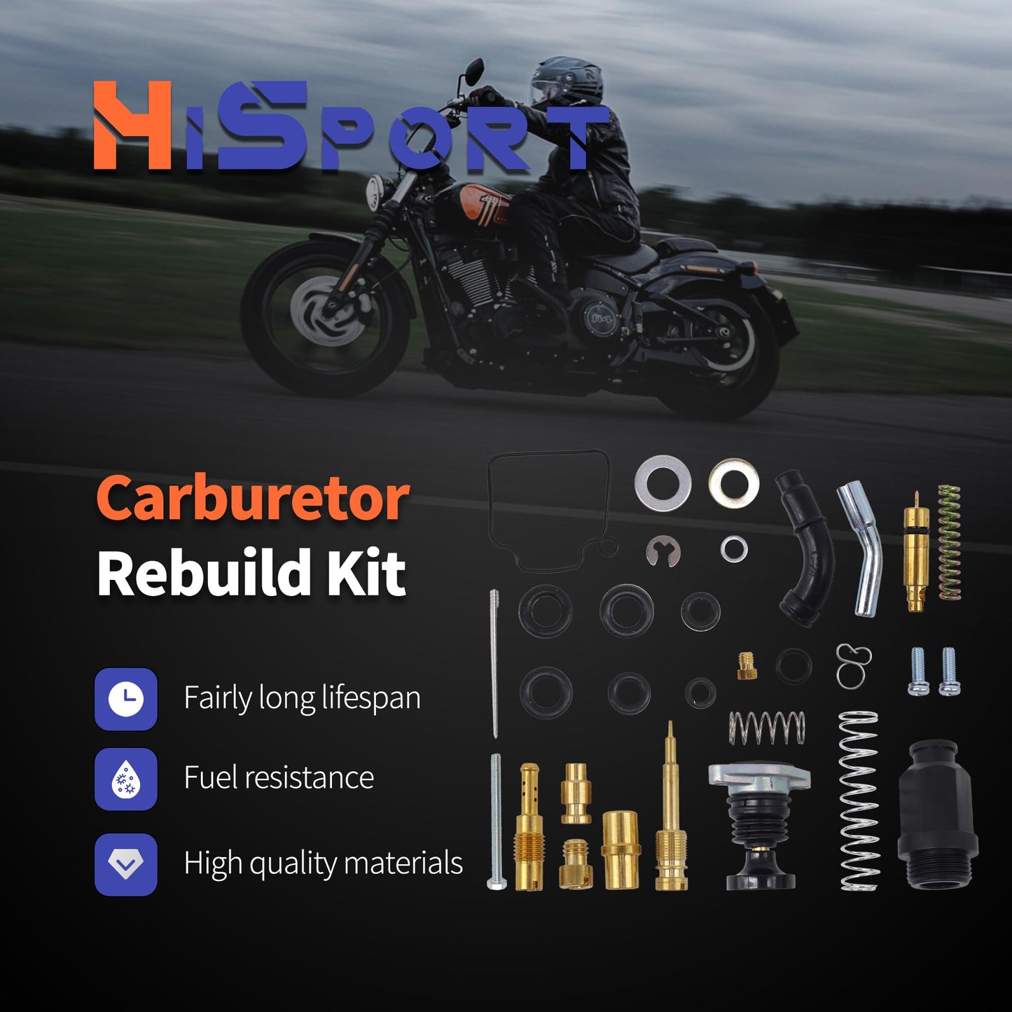 HiSport Carburetor Carb Repair Kit with Choke Plunger Starter Valve and Carb Primer Pump Replacement for Honda Foreman 450 TRX450 1998 1999 2000 2001 2002 2003 2004