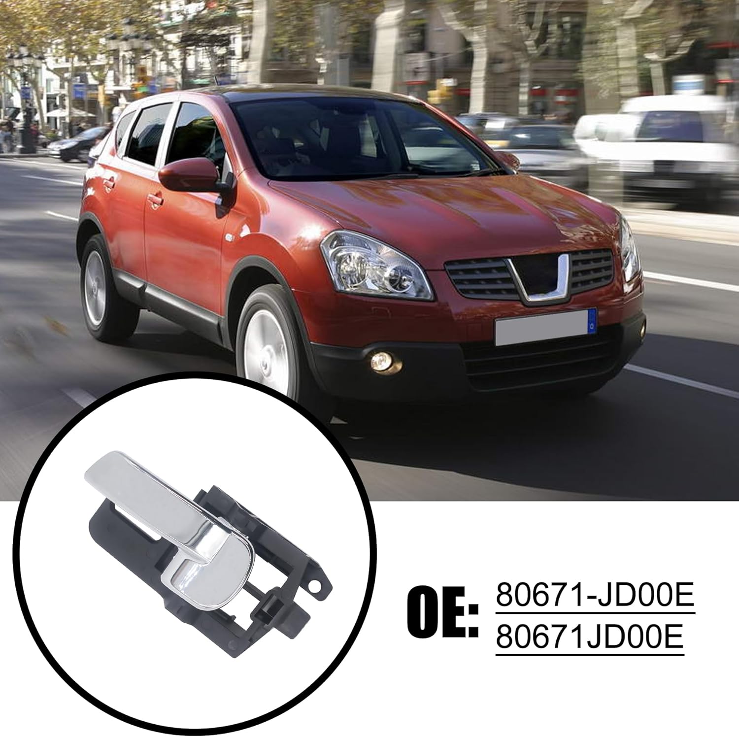 HISports Innen Autotürgriff Links 80671JD00E-Kompatibel mit Nissan Qashqai 2007-2013 Türgriff