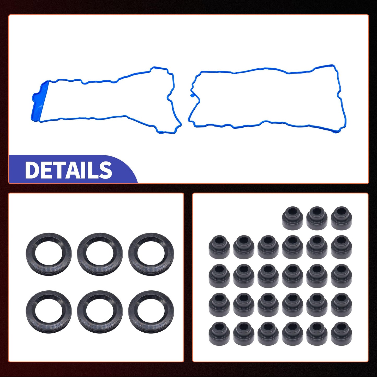 HiSport Engine Valve Cover Gasket Set - Compatible with Buick Allure Enclave Encore Lacrosse Cadillac ATS CTS SRX STS XTS GMC Acadia Canyon Terrain 1.4L 3.0L 3.6L 2008-2020 - Replace VS50808R