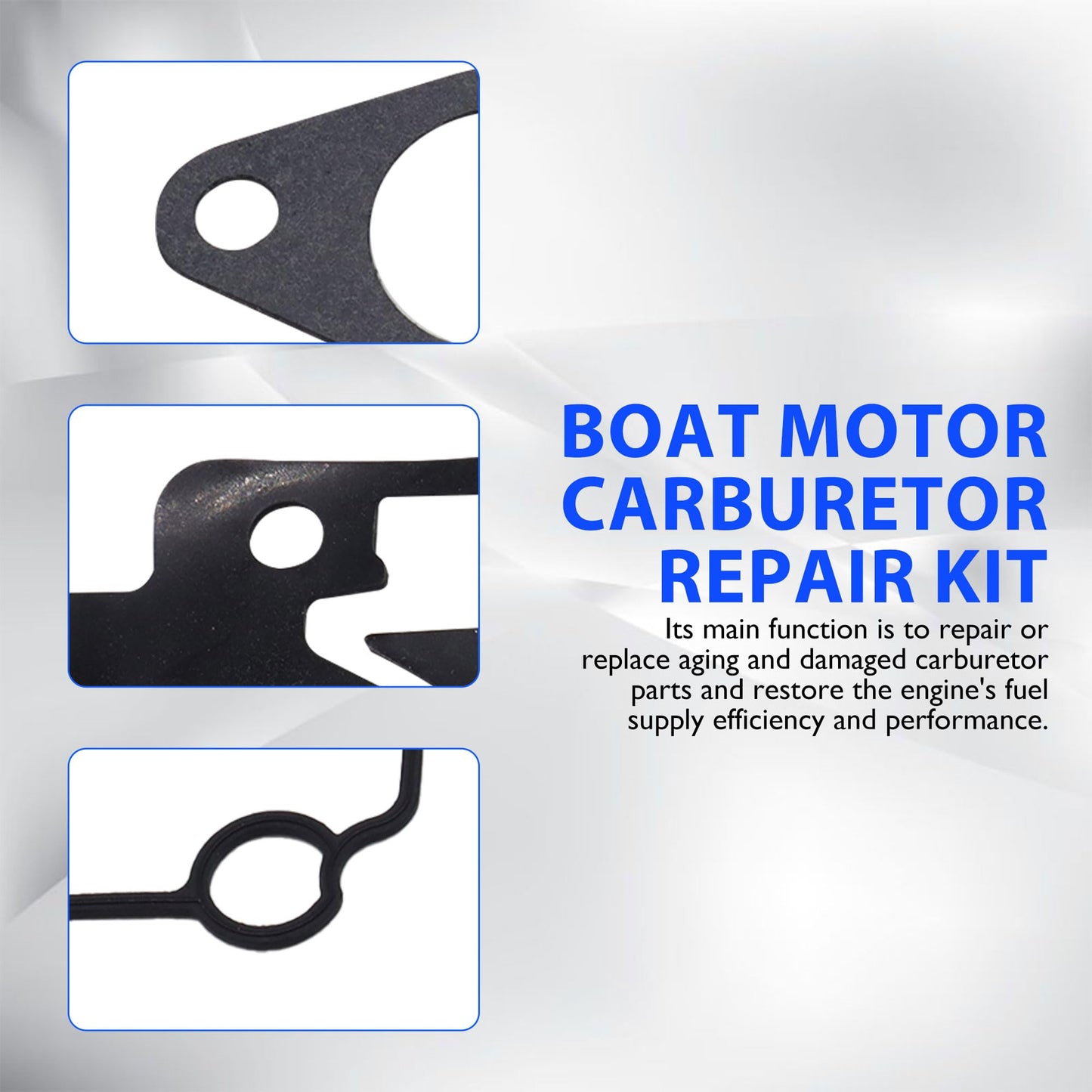 HiSport Boat Motor Carburetor Repair Kit - Compatible with Mercury Mercruiser Quicksilver Outboard Engine 8HP 9.9HP - Replace 8M0044576