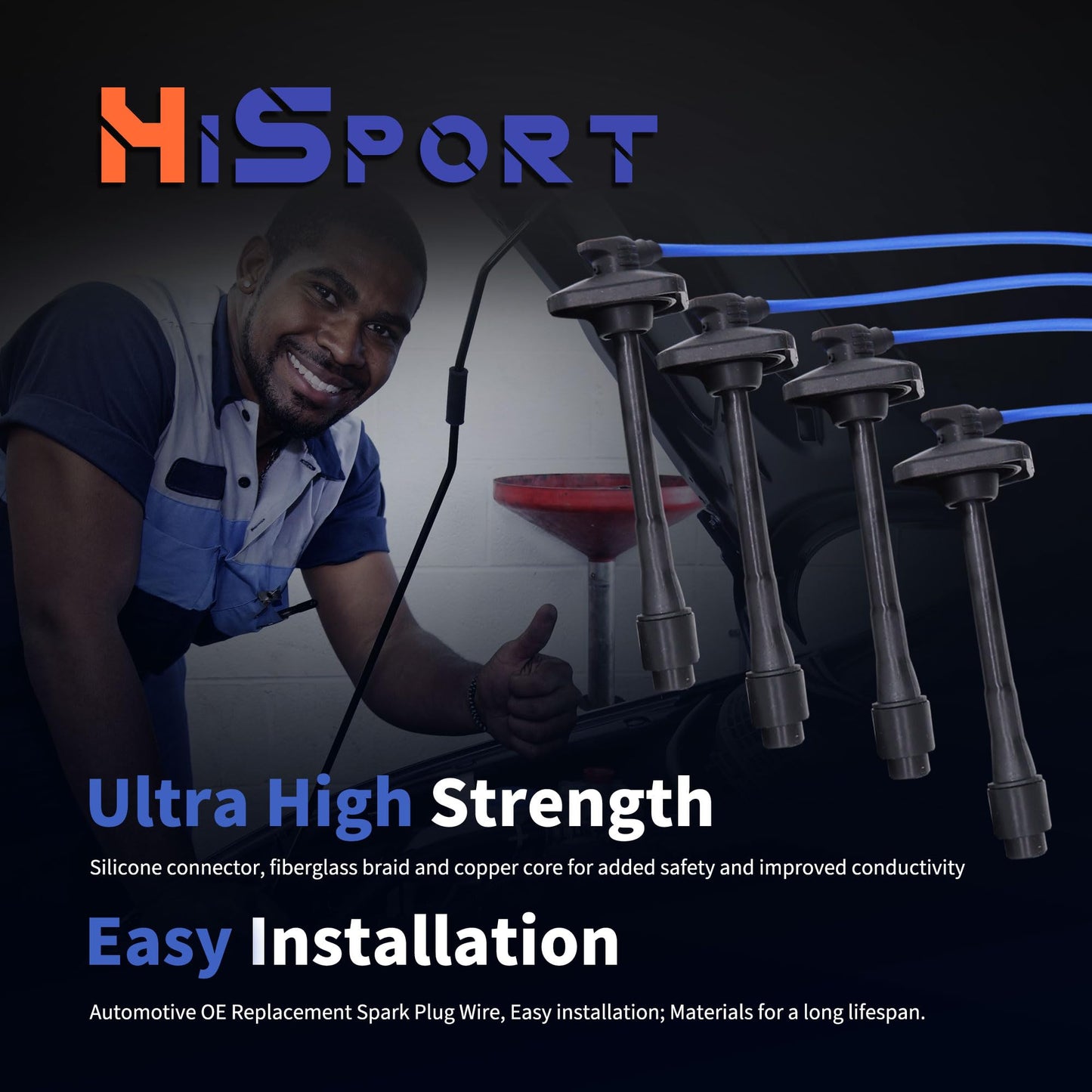 HiSport Ignition Spark Plug Wire Set Replacement for Toyota Camry Solara Rav4 2.2L 1997-2001 Replace RC-TE58 90919-22400