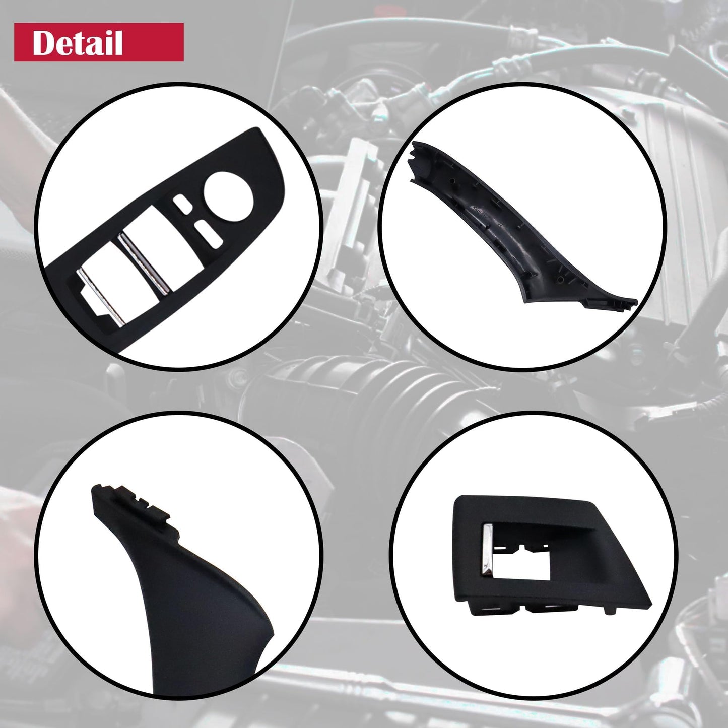 HiSport Driver Side Window Switch Door Handle, Front Rear Left and Right Interior Door Handle Panel Pull Cover Trim Compatible with BMW 5 Seriess 520 523 525 528 530 535 F10 F11 F18 2010-2016