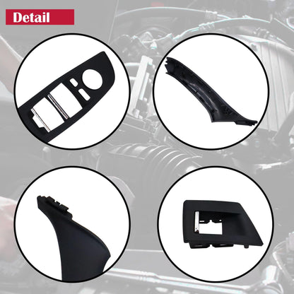 HiSport Driver Side Window Switch Door Handle, Front Rear Left and Right Interior Door Handle Panel Pull Cover Trim Compatible with BMW 5 Seriess 520 523 525 528 530 535 F10 F11 F18 2010-2016